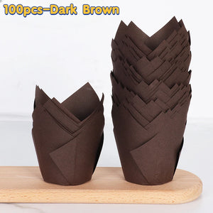 100-Pack Oilproof Brown Muffin Cupcake Baking Liners for Parties & Events