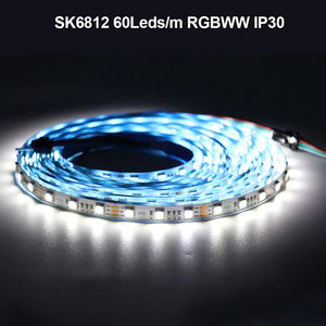 1-5m Addressable RGBW RGBWW LED Strip Light 5050 SMD 60 LEDs/m, White/Black PCB, IP30/IP65/IP67, DC12V