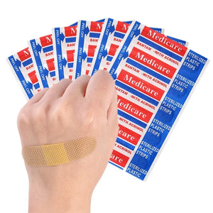 100 Pack Waterproof Nonwoven Adhesive Bandages First Aid Strips Patch Plaster