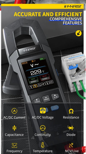 10,000 Counts DC/AC Current Voltage Clamp Meter USB Charger 600A Ampere Tester NCV Electrician Tool