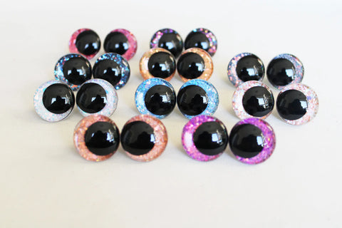 Glitter Safety Eyes with Washers 12-28mm for Dolls & Stuffed Animals