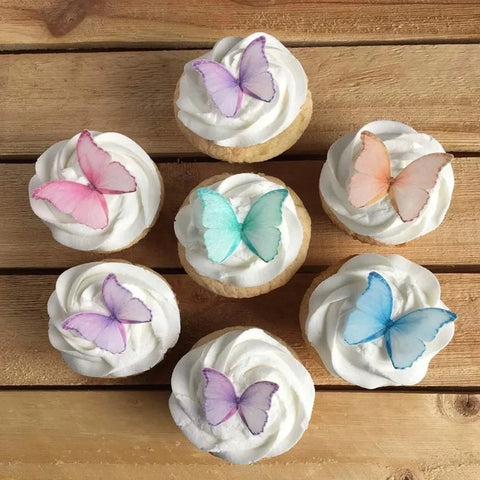 48 Edible Butterfly Wafer Toppers for Cupcakes & Cake Decoration