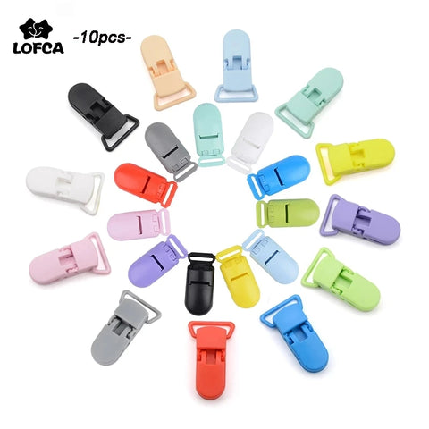 10 Pack Baby Nipple Clips 20mm Plastic Clasps with Colorful Silicone Beads for Pacifier Chains and Feeding Accessories