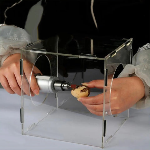 Clear Acrylic Dustproof Grinding Box with 2 Holes for Polishing, Buffing, Engraving, Sculpting
