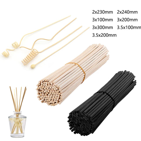 Aromatherapy Reed Diffuser Refill Sticks, 5-100 Pack, Natural Rattan 2-3.5mm