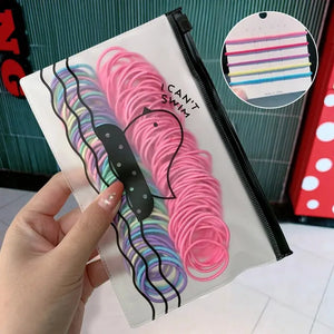 100pcs Elastic Hair Bands 2.5cm Colorful Ponytail Holders Kids Hair Ties