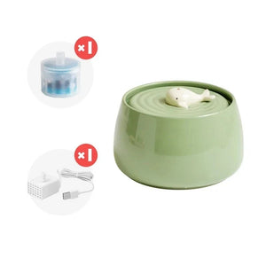 1.3L Ceramic Pet Water Fountain USB Rechargeable Auto Filter for Cats & Dogs