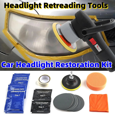 Headlight Restoration Kit - Repair Yellowing & Aging for Car Headlights & Tail Lights - Polish & Wax to New Finish
