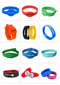 10-Pack 125kHz RFID Silicone Wristbands Waterproof TK4100 EM4100 Proximity Bracelets for Men & Women Swimming Pool
