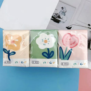 9-Pack Soft Floral Pocket Tissues - Portable, Travel-Ready Tissues