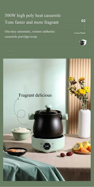 1.8L Smart Electric Ceramic Medicine and Soup Pot with Auto Keep Warm Function