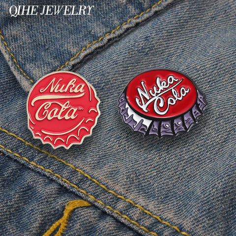 Creative Cola Bottle Cap Enamel Pins - 2 Styles Backpack Lapel Badges Cartoon Jewelry Accessories