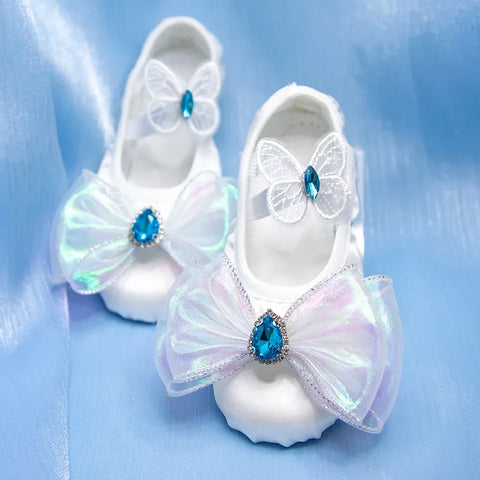 Ballet Dance Practice Satin Shoes with White Bowknot – Soft Performance Footwear for Dancers