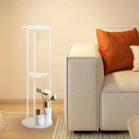 Clear Acrylic Round Side Table - Modern Nightstand for Bedroom, Small Space End Table