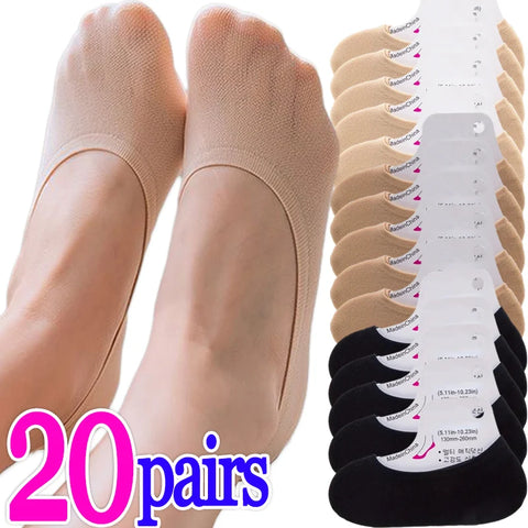 20 Pairs Women's Invisible No-Show Socks Thin Liner Footies for Flats Sneakers Ballerinas Summer