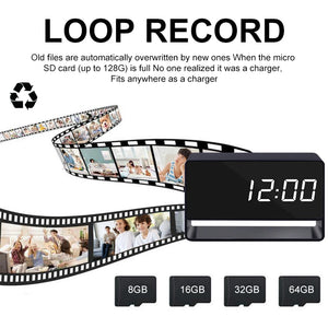 1080p HD Mini Alarm Clock Spy Camera WiFi App, Night Vision, Motion Detection, DVR Security Recorder