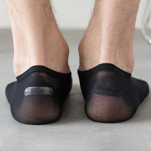 10 Pairs Men's Invisible Non-Slip Silicone Liner Socks, Breathable Thin Nylon No Show Loafers for Summer
