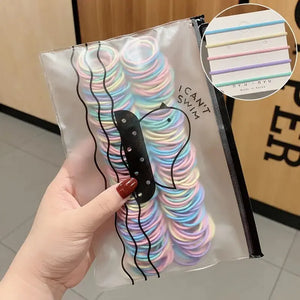 100pcs Elastic Hair Bands 2.5cm Colorful Ponytail Holders Kids Hair Ties