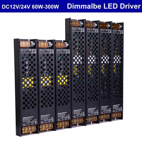 Dimmable LED Driver 12V/24V 60W-300W Triac & 0-10V Dimming Power Supply Lighting Transformer
