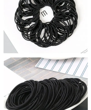 100pcs Women's 4cm Nylon Elastic Hair Bands Set - Scrunchies, Ponytail Rubber Bands, Hair Accessories Headwear