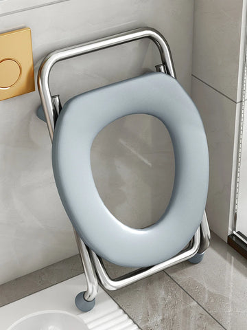 Folding Stainless Steel Toilet Chair for Elderly & Pregnant - Mobile & Convenient Home Squat Stool with Storage