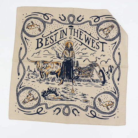 Cotton Cowboy Bandanas Unisex Head Scarf Pocket Square Headwear Neckerchief Headband