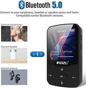 Portable Bluetooth MP3 Music Player Clip with Screen, FM, Recording, Clock, Pedometer Radio