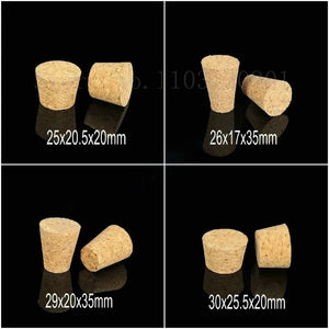 100pcs Wooden Cork Stoppers for Lab Test Tubes 7.5mm-30mm Assorted Sizes