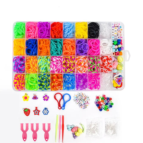 Colorful Loom Bands DIY Bracelet Kit for Kids - Crafting Set with Rubber Bands and Beads for Handmade Jewelry and Party Fun