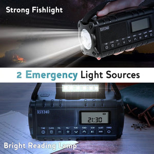 10,000mAh Solar Hand Crank Emergency Radio AM/FM/NOAA, LED Flashlight, SOS Alarm, Power Bank, Portable for Outdoor, Dropshipping