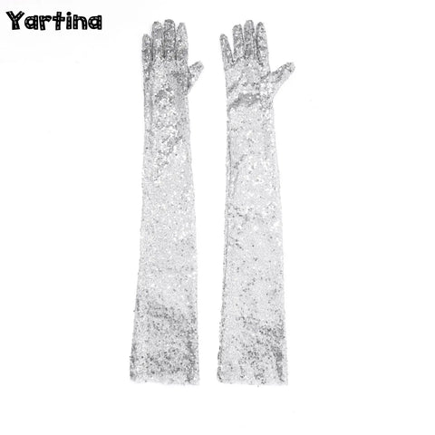 1920s Women's Sequin Mesh Elbow Length Opera Gloves Vintage Rave Style
