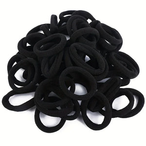 100pcs High Elastic Black Hair Bands Rubber Ties Ponytail Holders Kids Hair Accessories Scrunchies