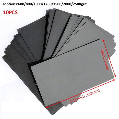 10pcs Assorted Grit Sandpaper 600-2500 Wet/Dry for Wood Metal Polishing Tools