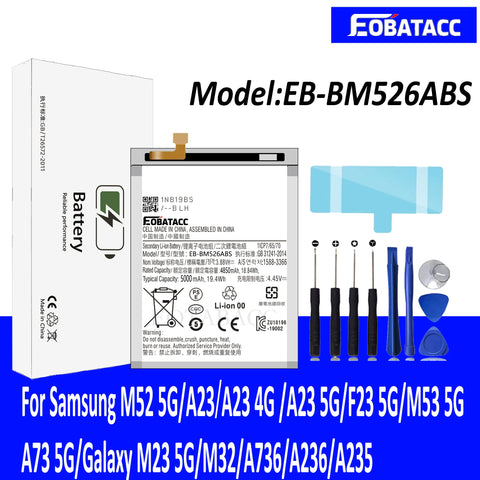 High Capacity Battery for Samsung M52 5G/A23/F23/M53/A73 + Tools Kit