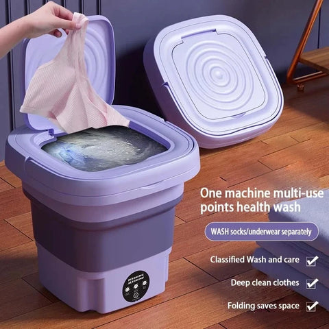 8L Mini Folding Washing Machine for Dorms and Travel - Portable Laundry Bucket for Underwear and Socks