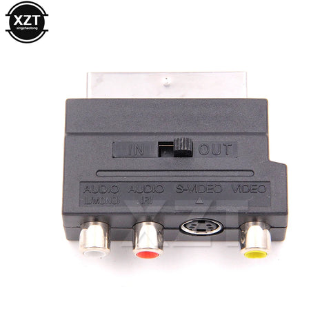 21 Pin RGB SCART to 3 RCA S-Video AV TV Adapter Connector for TV Projector Audio Composite