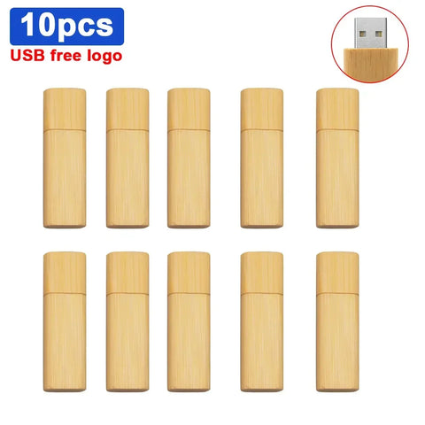 Custom Wood USB Flash Drive Set - 10pcs, 4GB-64GB, Personalized Logo, Mini USB 2.0, Creative Pen Drive Storage Options