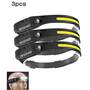 USB Rechargeable COB Induction Headlamp, Sensor Head Flashlight, Waterproof, 5 Modes, 1-10pcs