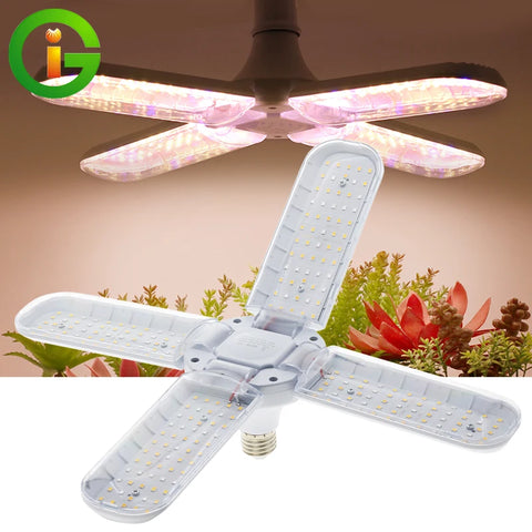 Foldable LED Grow Light Bulb E27 24W 36W 48W Full Spectrum Purple Red for Indoor Plants Seeding Veg Growth