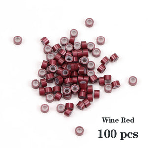 100pcs Silicone Micro Rings Beads for Hair Extensions Beige Black 5x3x3mm Micro Nano Loop Links