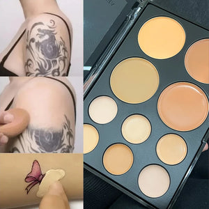 10-Color Matte Concealer Palette: Full Coverage for Dark Circles, Tattoos & Contouring