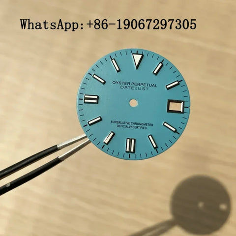 B7 Blue Dial w/ R Logo for NH35/36/4R36 Movements - Reflective Texture, Date Just Oyster Design