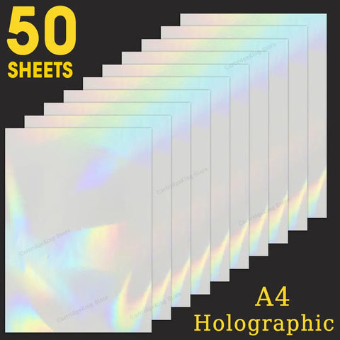 50 Sheets Holographic Sand Foil Adhesive Tape for A4 Photo Paper & DIY Cold Laminating Film