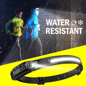 USB Rechargeable COB Induction Headlamp, Sensor Head Flashlight, Waterproof, 5 Modes, 1-10pcs