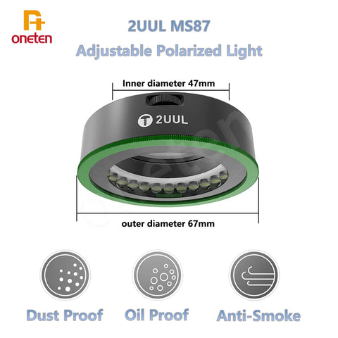 Adjustable Polarized LED Microscope Ring Light 32 LEDs, Anti-Glare, Reflection-Free Lamp