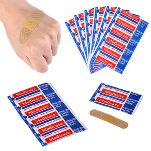 100 Pack Waterproof Nonwoven Adhesive Bandages First Aid Strips Patch Plaster