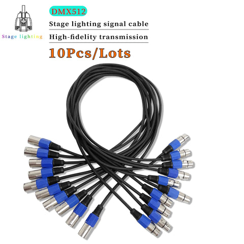 DMX Cable Set, 10-Pack, 3-Pin, 1m-20m Lengths, LED Par Light Stage Signal Connection