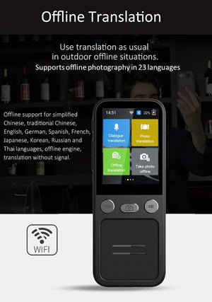 Portable T16 AI Voice Translator: 138 Languages, Real-Time, 3.1" Screen, Offline Capability, Voice Record