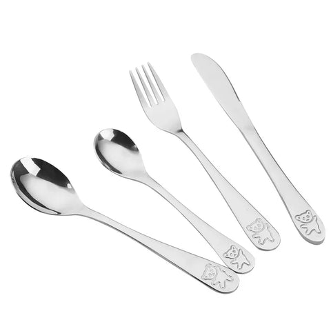 Baby Utensil Set: Stainless Steel Spoon, Fork, Knife for Feeding & Learning