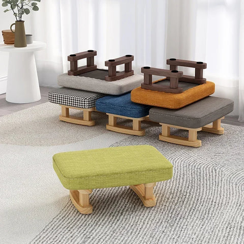 Colorful Small Wooden Footrest Stool with Non-Slip Pad for Living Room, Hallway, Sofa, Tea Table